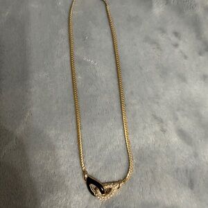Christian Dior Knot Double Hoop Gold Tone Necklace